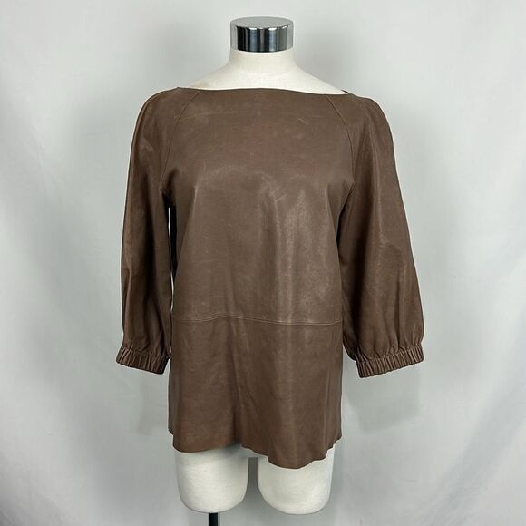 Kate Spade Brown Leather Elastic Cuff Top - Picture 1 of 7